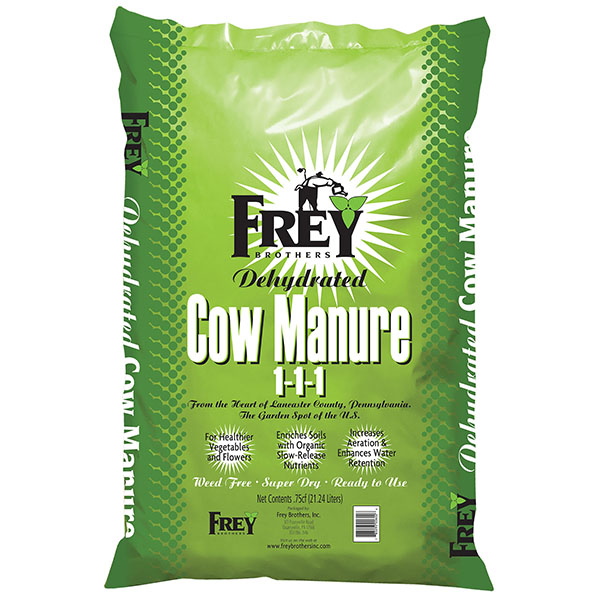 Frey Dehydrated Cow Manure 1-1-1 0.75 cu ft Bag - 75 per pallet - Potting Mix, Compost & Amendments